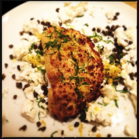 Blomkål med getost och kapris.