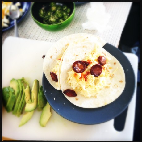 Amerikansk frukosttaco.