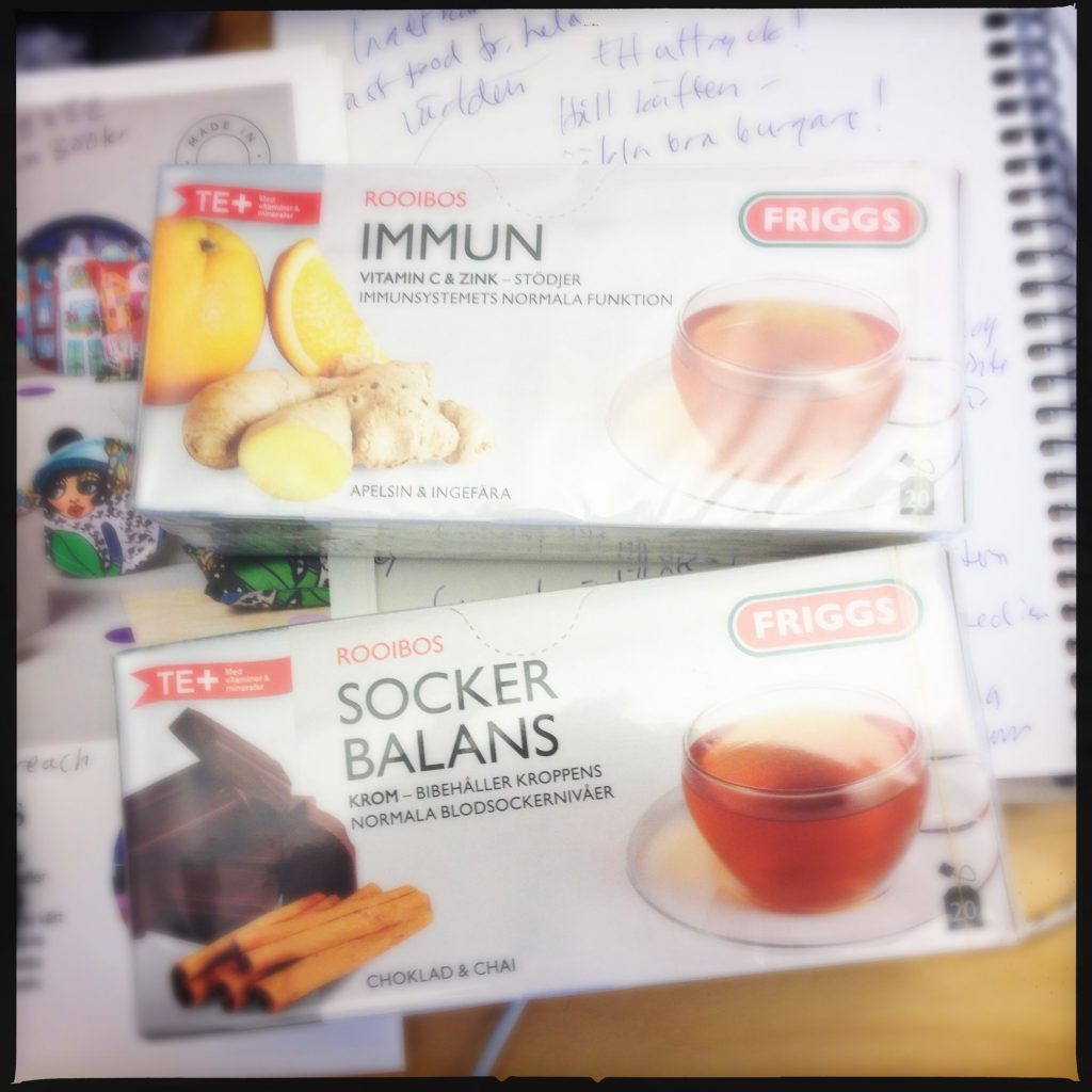 Immun och Sockerbalans. Två av Friggs nya teer med eventuell hälsoeffekt.