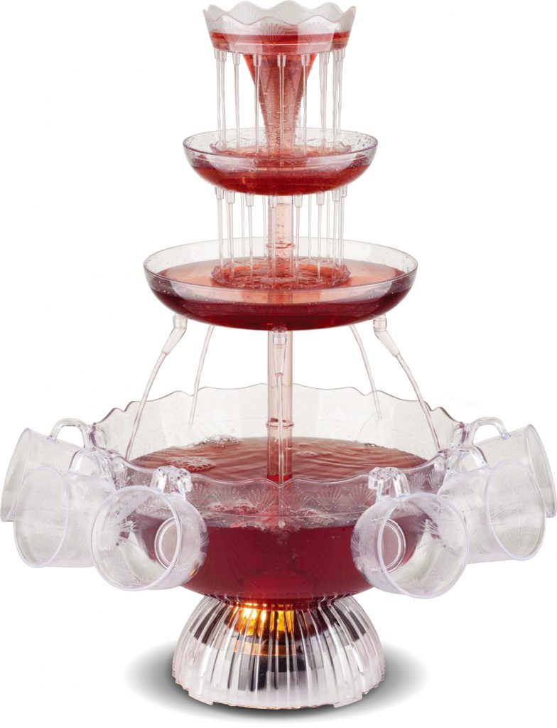 Dryckesfontänen från Emerio är gjord i plast, rymmer 3,5 liter och lyses upp av ledlampor.