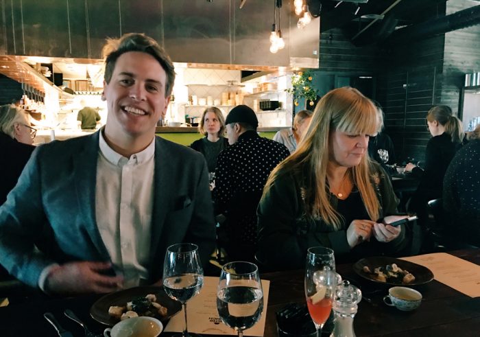 Trevlig stämning med kollegorna Petter och Eva.