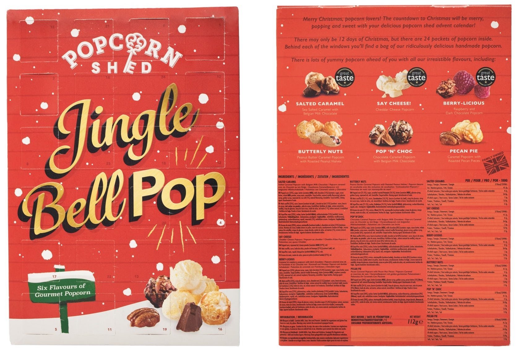 Jingel Bell Pop en adventskalender med smaksatta popcorn.