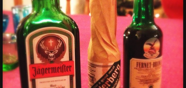 En mycket liten provning av Jägermeister, Underberg och Fernet Branca.