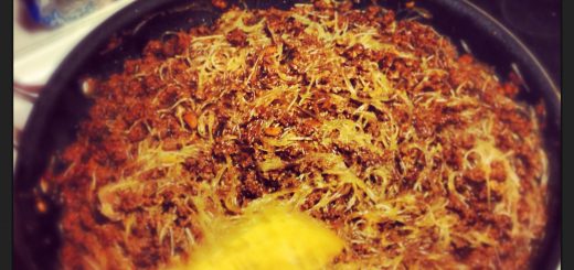 Recept på den kinesiska versionen av spaghetti och köttfärssås – myror som klättrar i träd.