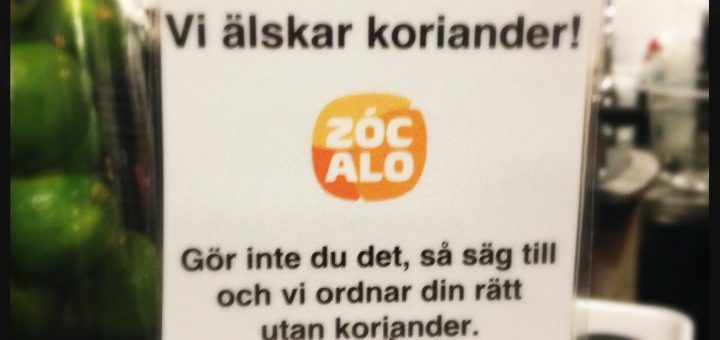 Skylt på mexikanska snabbmatstället Zocalo.