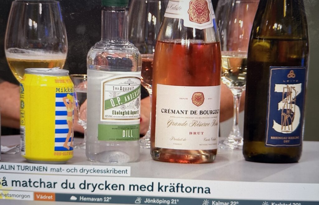 Drycker till kräftor som jag tipsar om i TV4 Nyhetsmorgon.