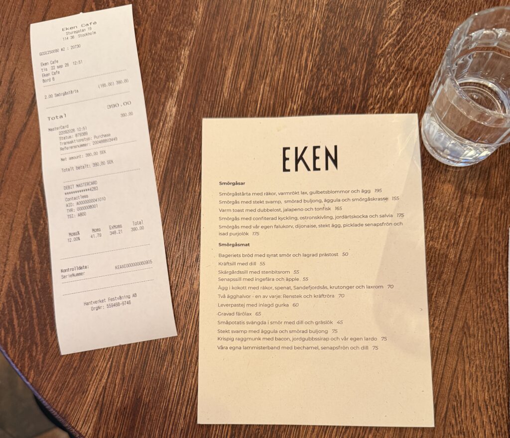 Hela menyn på Eken Café är lockande.
